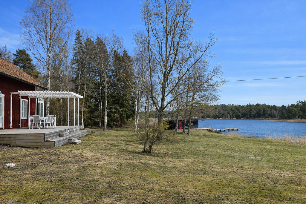 Tomtvy ner mot sjön