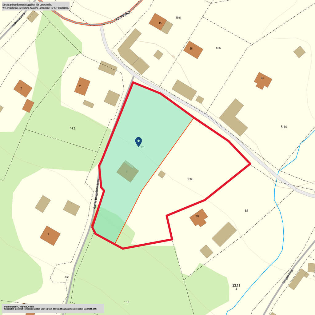 Fastighetskarta över de två fastigheterna