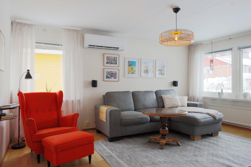 Ljust och trivsamt vardagsrum