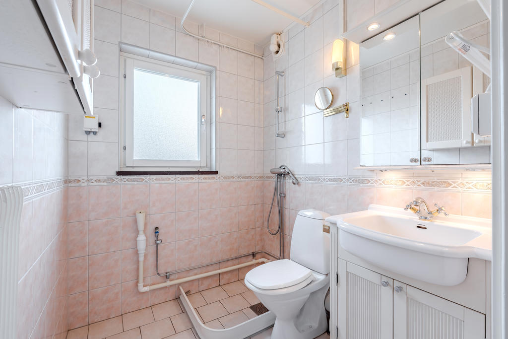 Förberett för tvättmaskin i badrummet