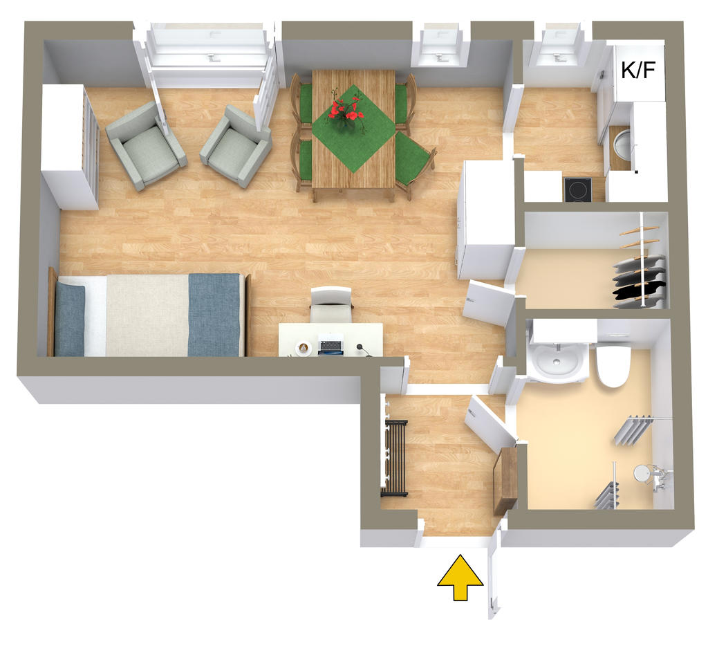 Dübengatan 29 C vån.2 - 3D- Ritning