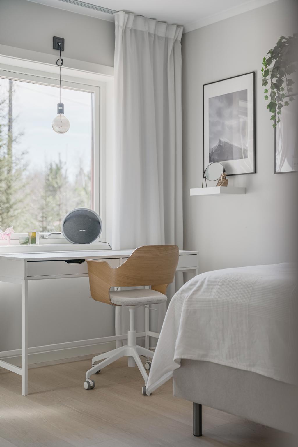 Plats för skrivbord i sovrummet.