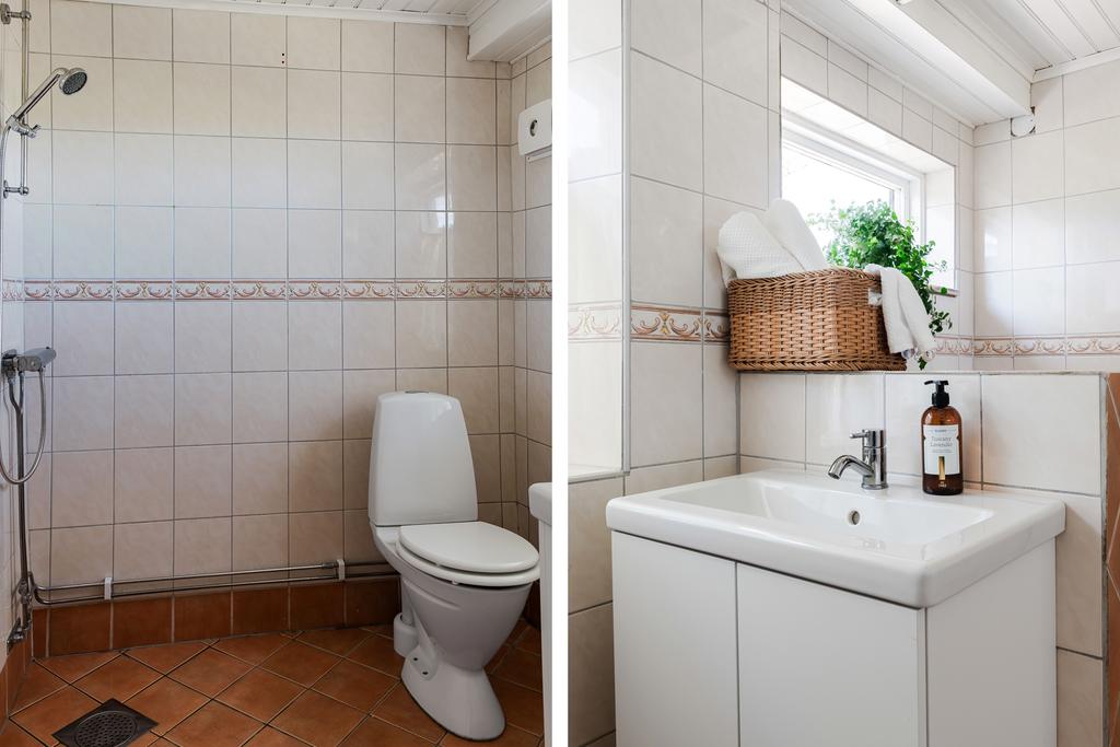Funktionellt badrum med plats för WC, handfat & tvättmatskin