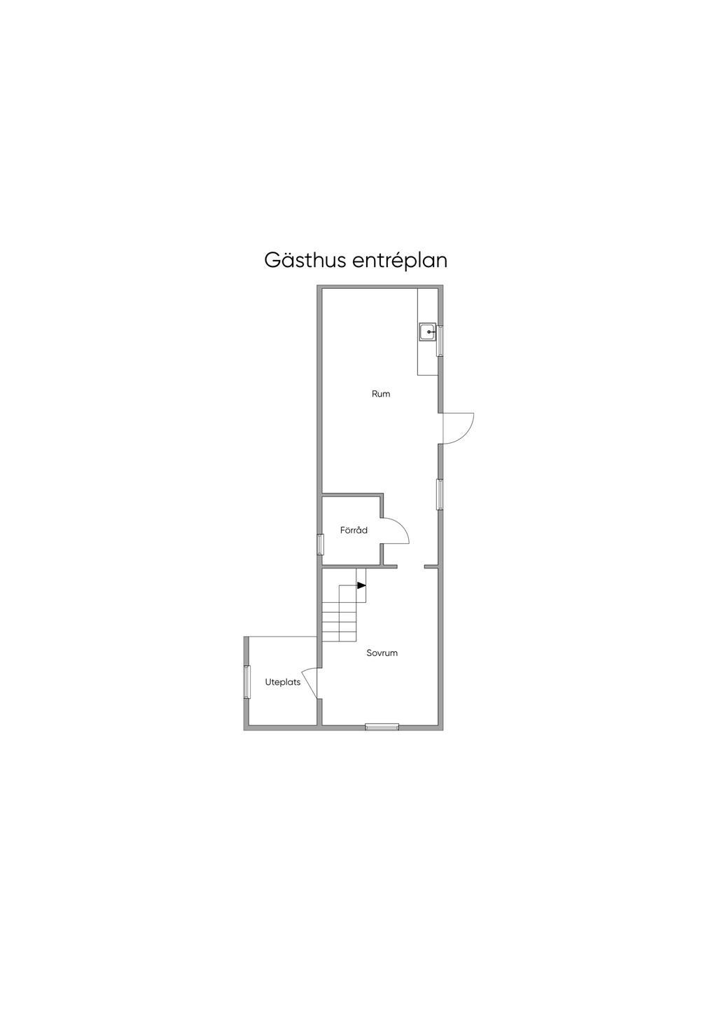 Planritning bottenplan gästhus