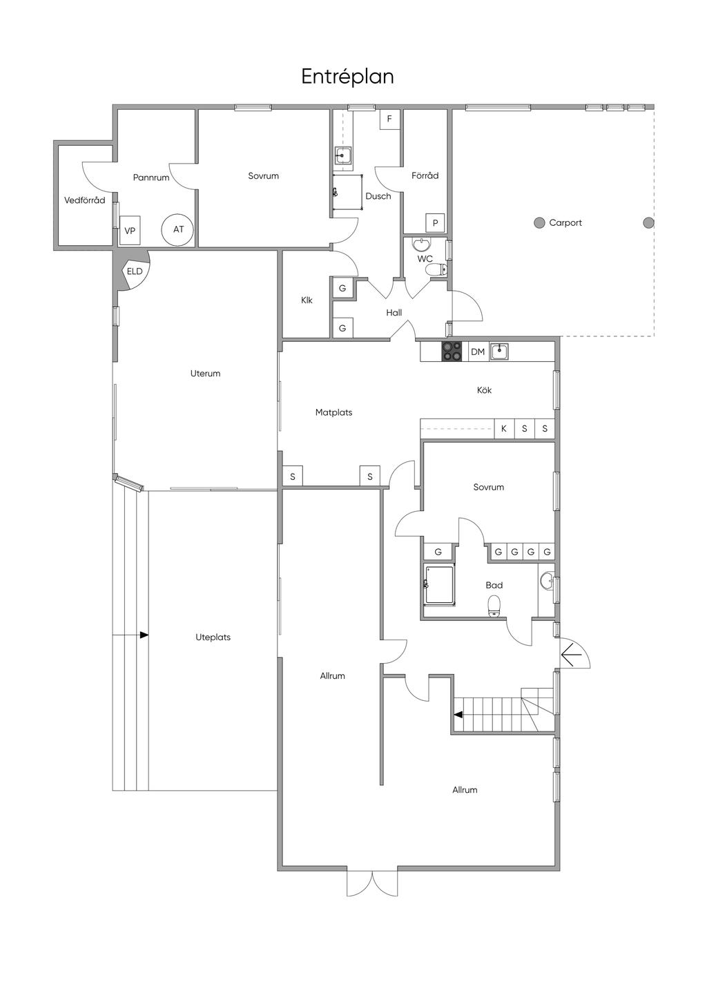 Planritning boningshus bottenvåning