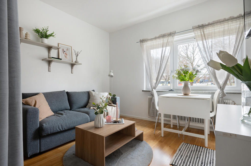 Allrum med soffa och matgrupp