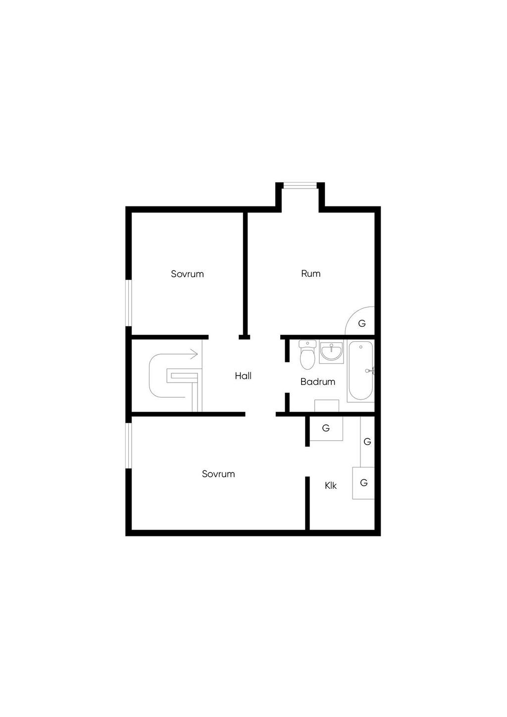 Planritning övre plan