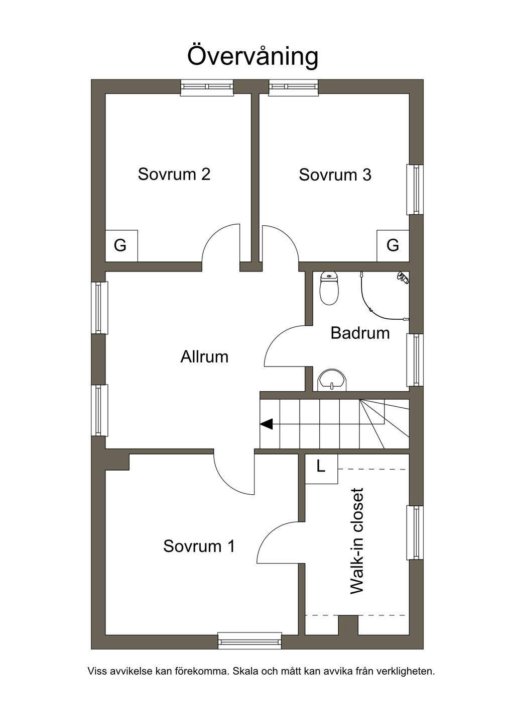 Planlösning övre plan. 