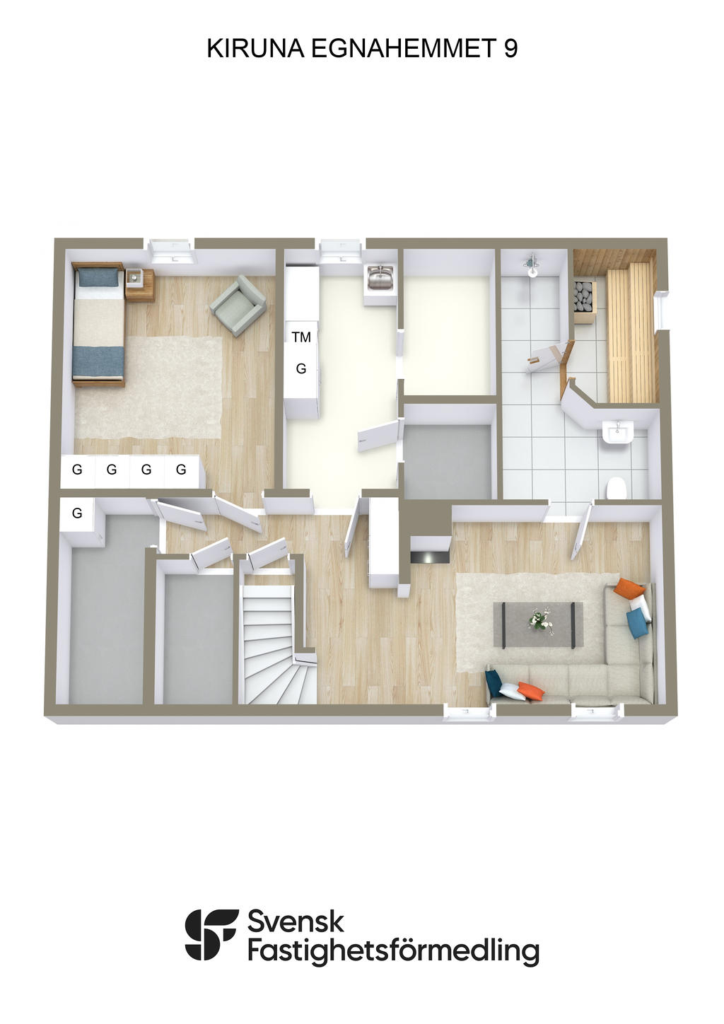 Möblerad planlösning källarplan