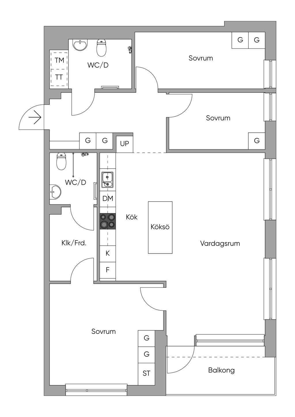 Planlösning. Ej skalenlig. Avvikelser kan förekomma. 
