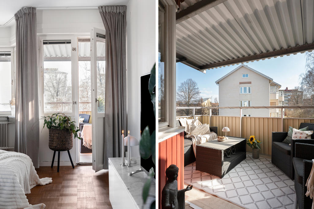 En ljus lägenhet med stor balkong i söder