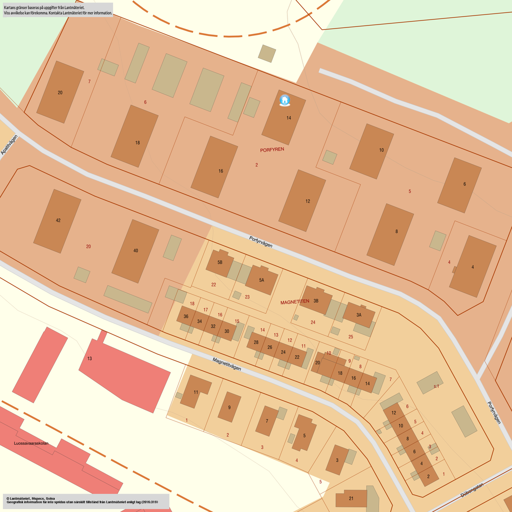 Fastighetskarta Porfyrvägen 14