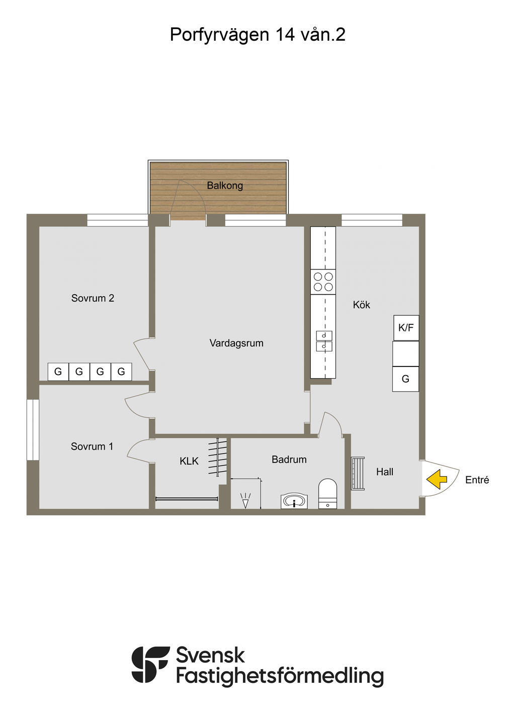Porfyrvägen 14 vån.2 - 2D -Ritning