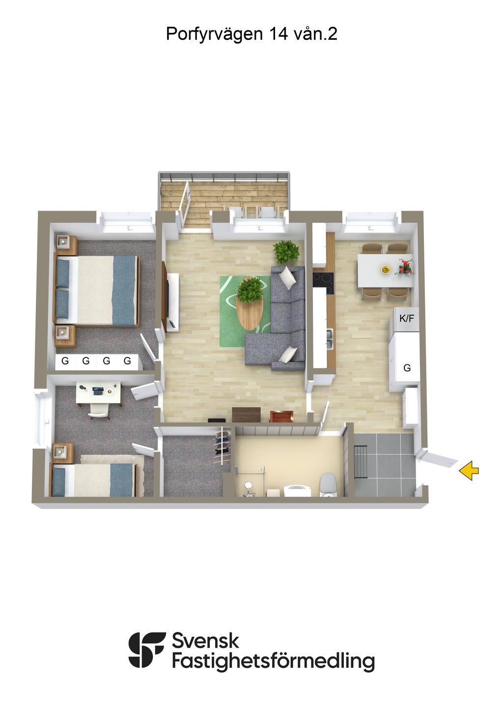 Porfyrvägen 14 vån.2 - 3D-Ritning