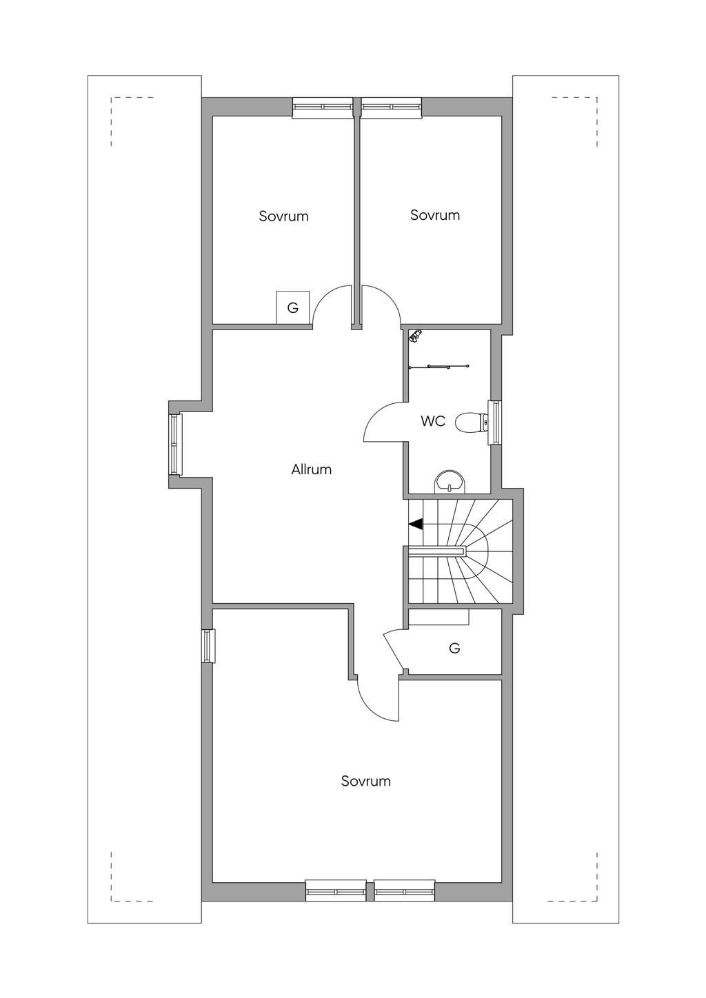 Alternativ planlösning övre plan