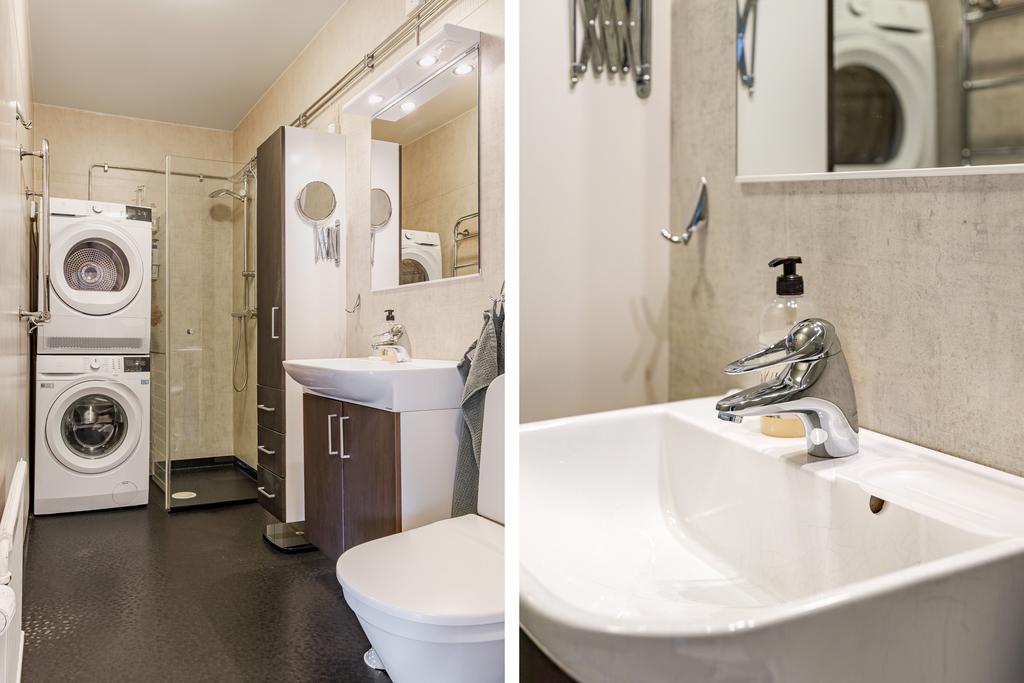 Badrum med tvättavdelning