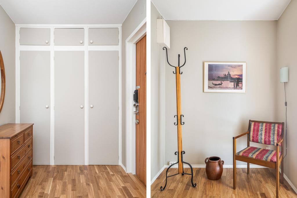 Rymlig entréhall med goda förvaringsmöjligheter