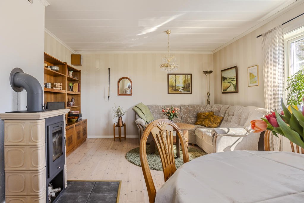 Vardagsrum med kamin