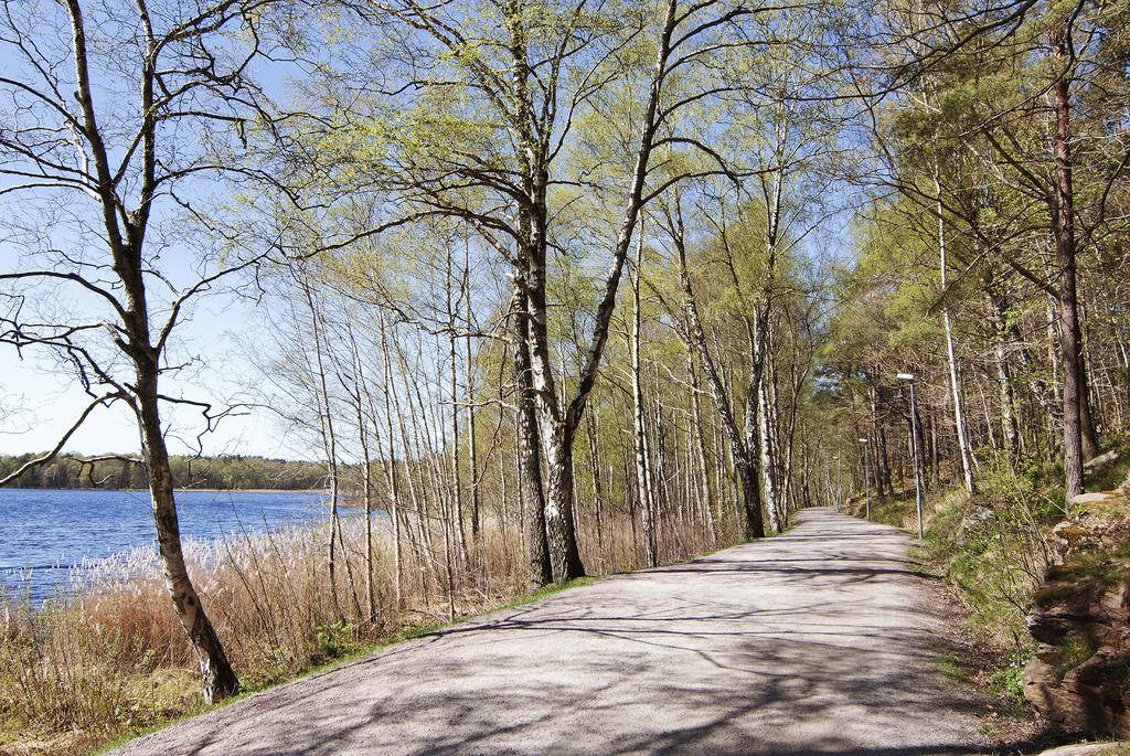 På gång-/cykelavstånd från lägenheten finns flera badsjöar och motionsspår