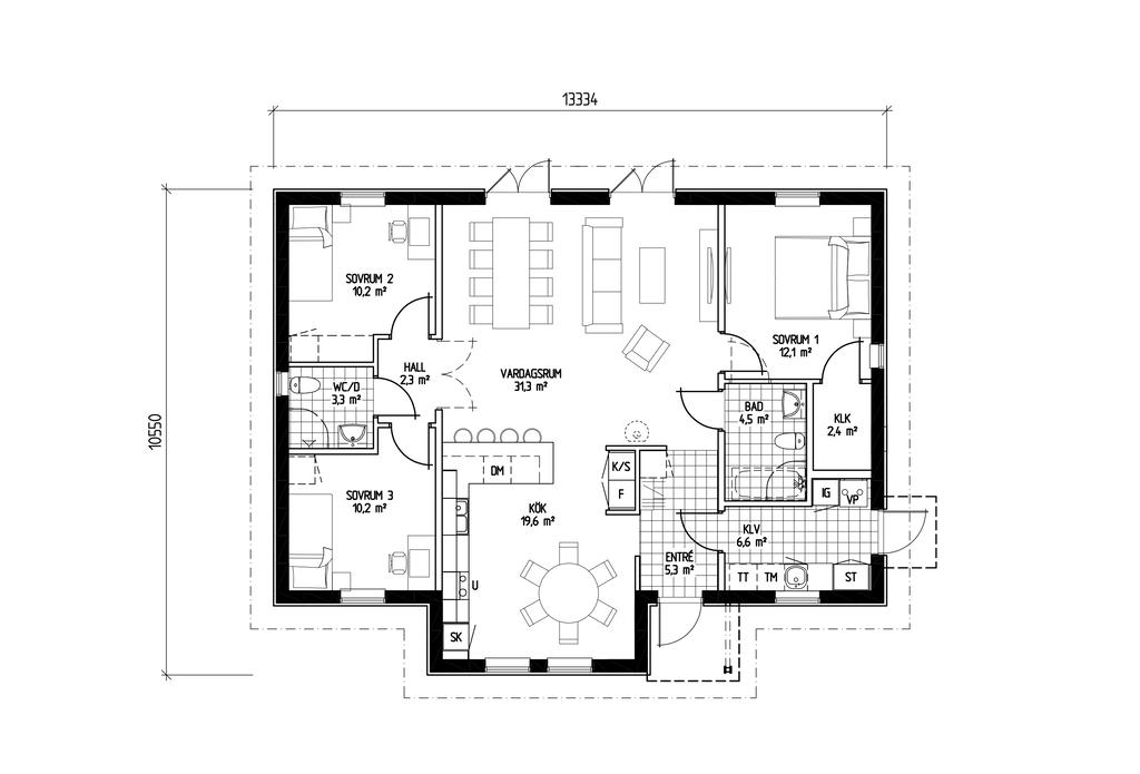 Planerat LB-hus "Optimal-113" Bilden är renderad