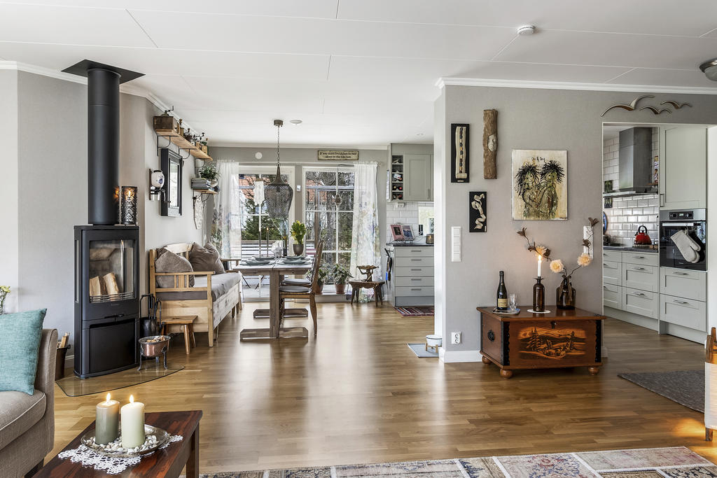 Öppet mellan vardagsrum och kök