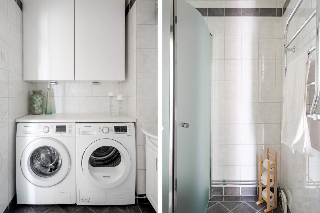 Med tvättmaskin och torktumlare 