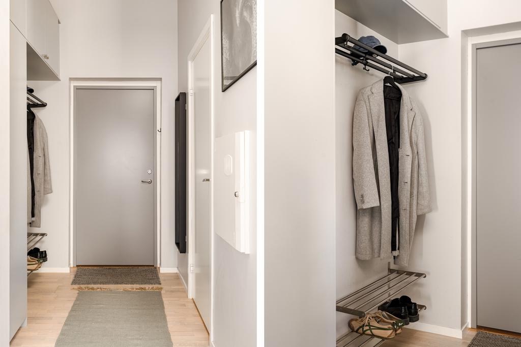 Praktisk hall med förvaring och avhängning