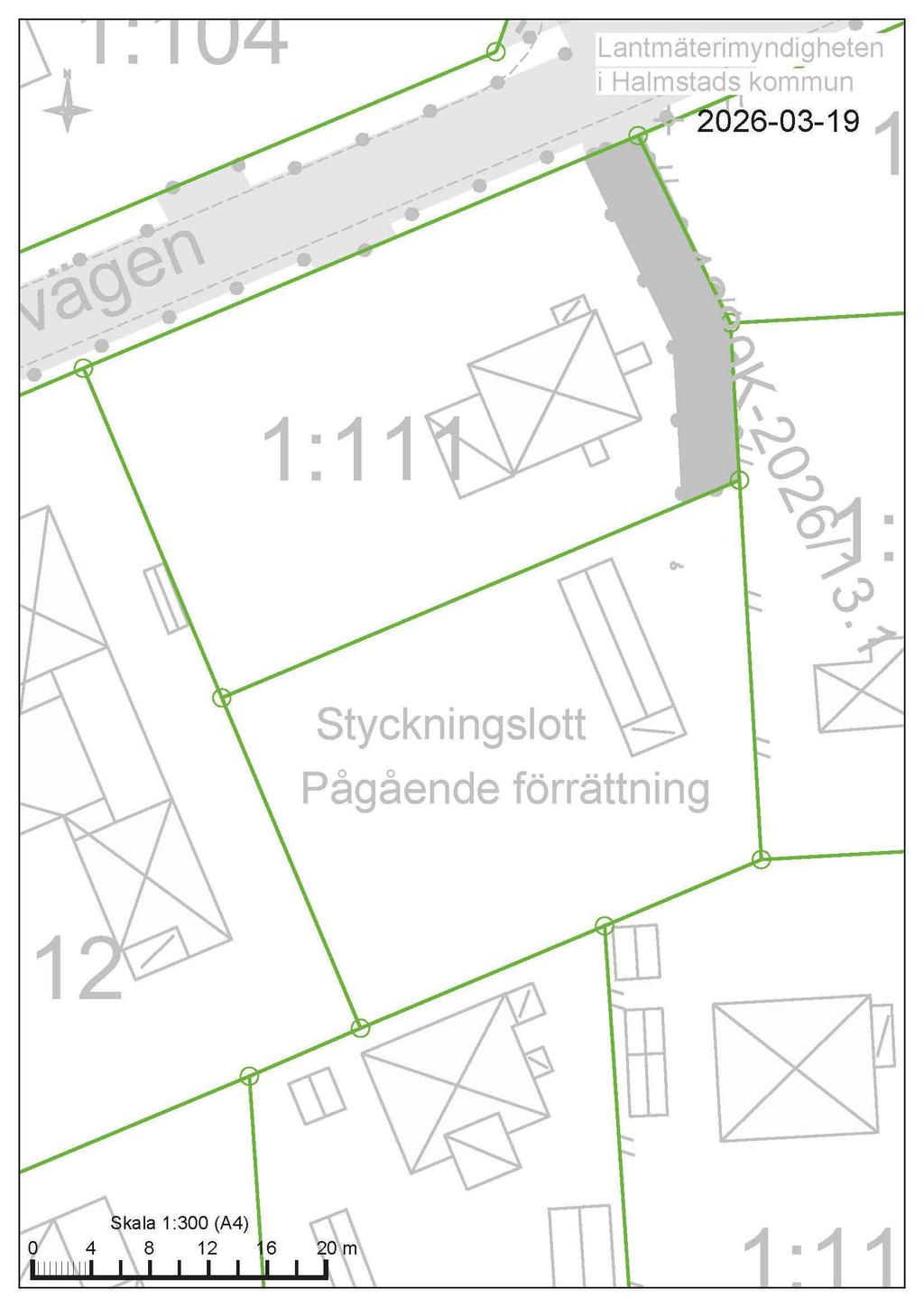 Skiss på föreslagen avstyckning