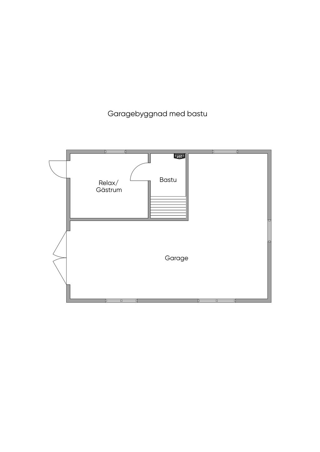 Garagebyggnad med bastu