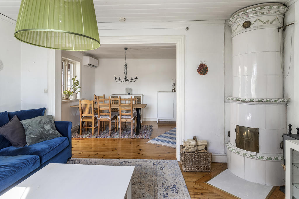 Öppen planlösning mellan matrum och vardagsrum