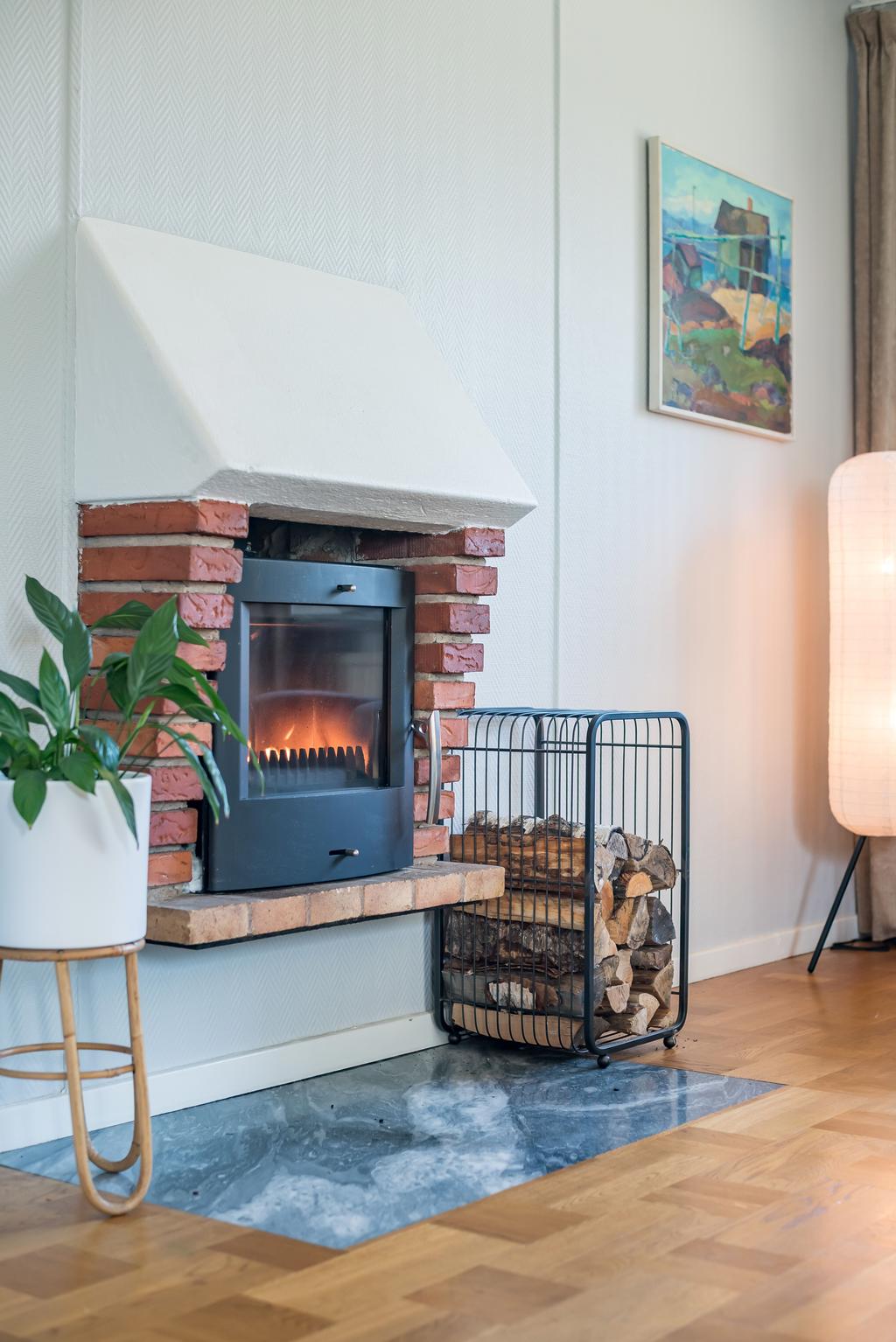 Öppen spis med insats