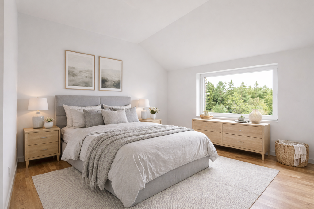 Sovrum 3 uppe, digitalt möblerat