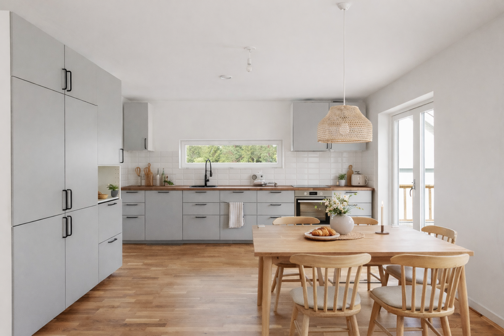 Kök, digitalt möblerat