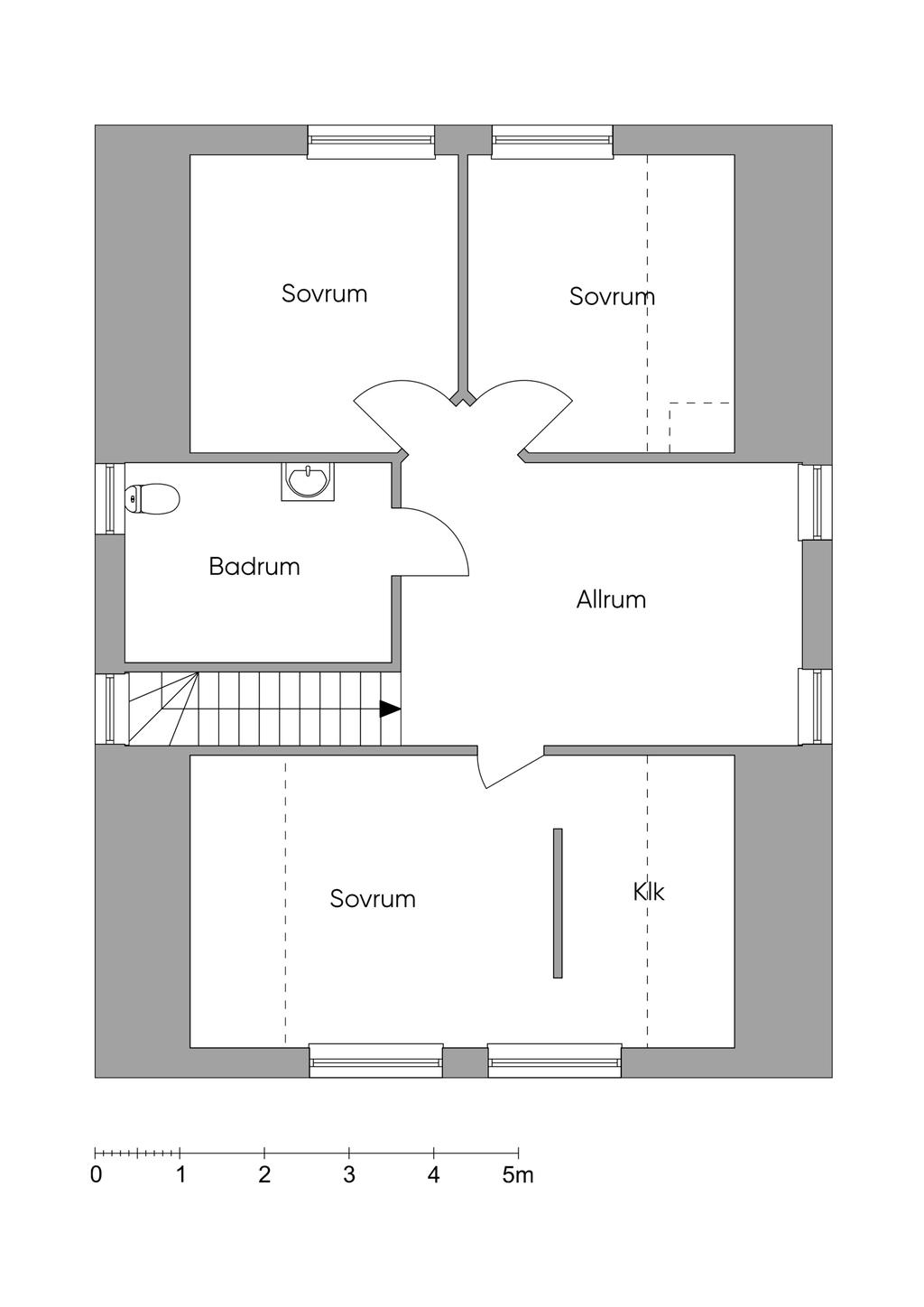 Planritning övre plan 