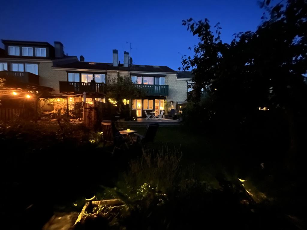 Uteplats/ terrass i skymning