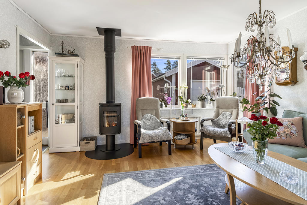 Braskamin i vardagsrum