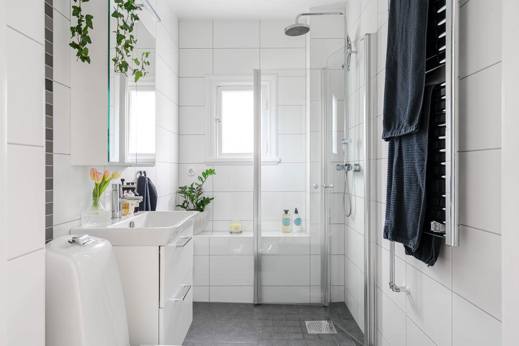 Helkaklat duschrum med alla faciliteter 