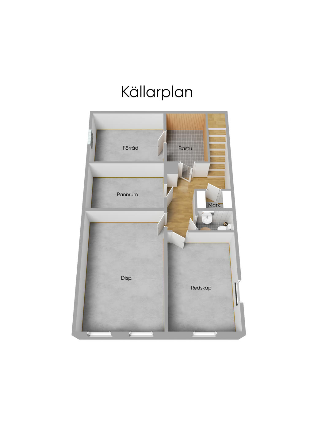 Planlösning källarplan 3D