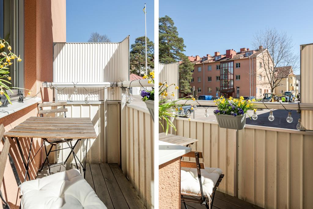 Trevlig balkong med trallgolv