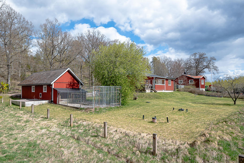 Gårdsbild med hundgård
