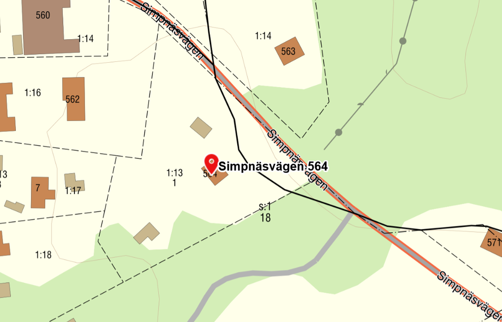Fastighetskarta Simpnäsvägen 564