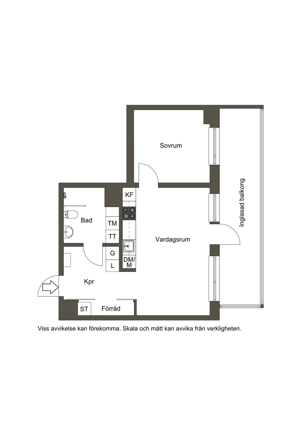 2 D skiss, vissa avvikelser kan förekomma
