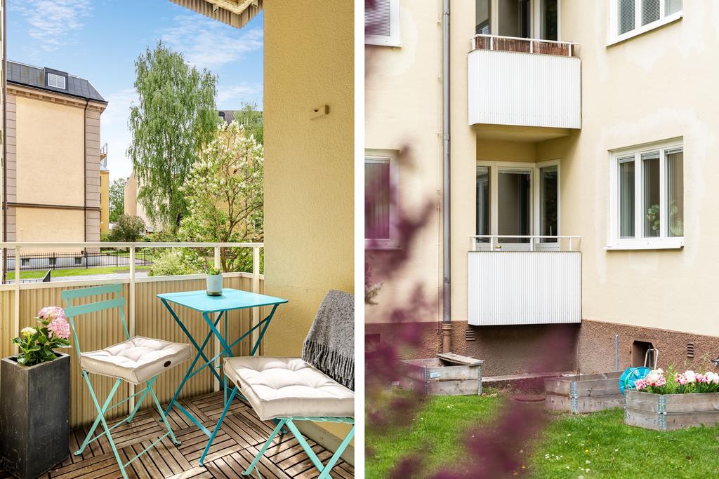 Balkong i söder mot föreningens innergård 