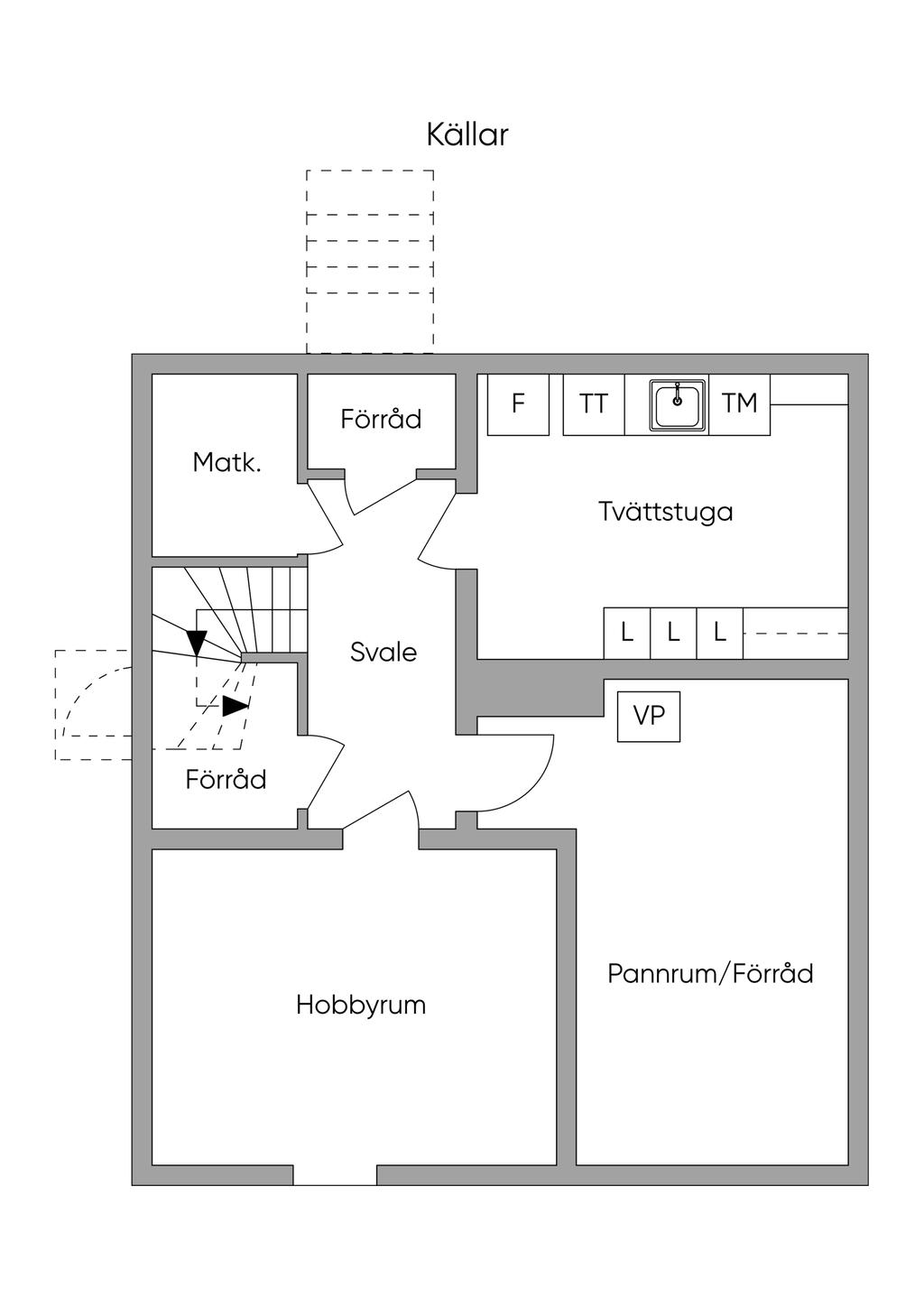 Planlösning källaren. 