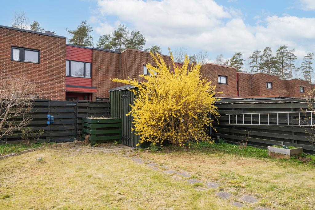 Trädgård med förråd