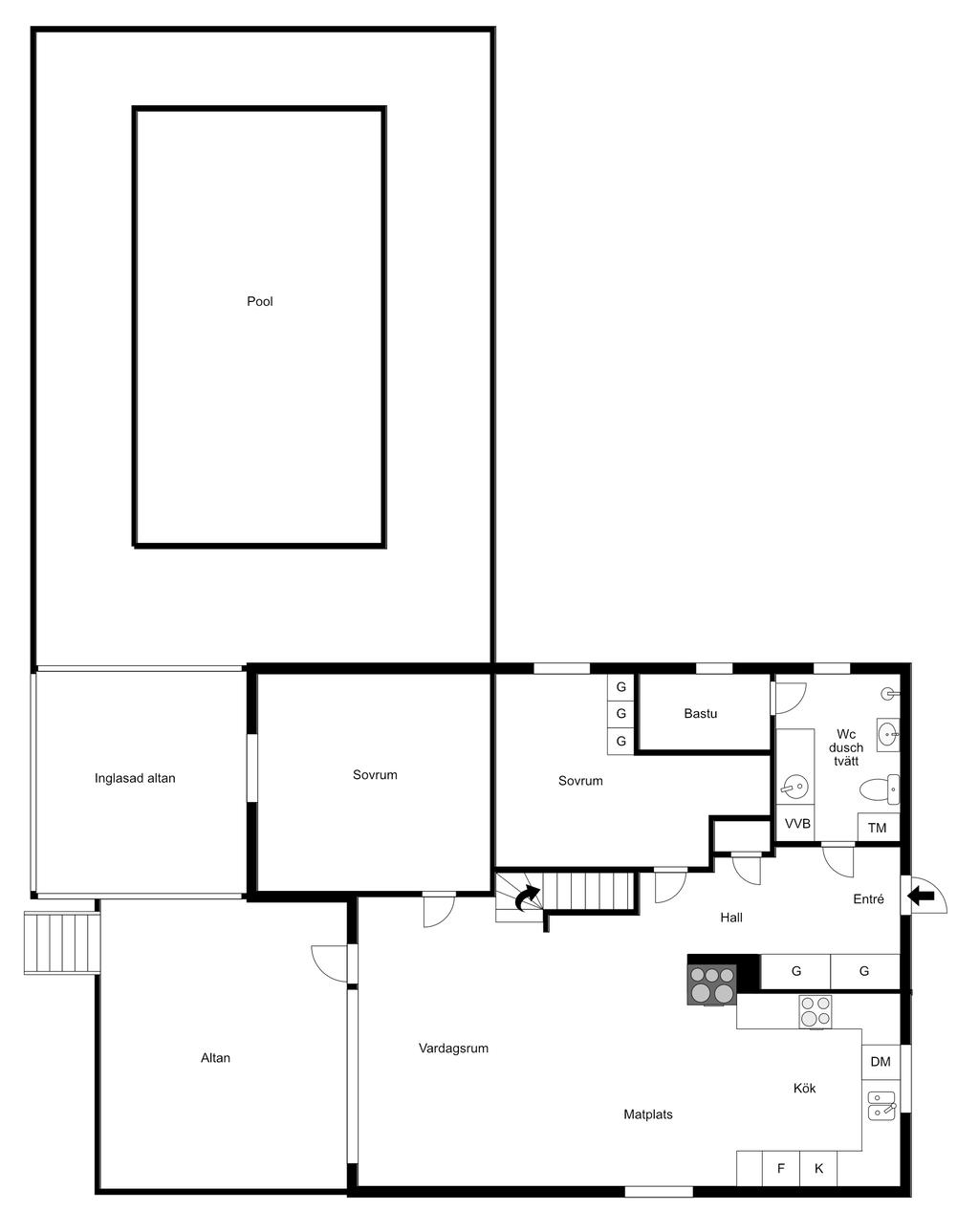 Planlösning villan entréplan