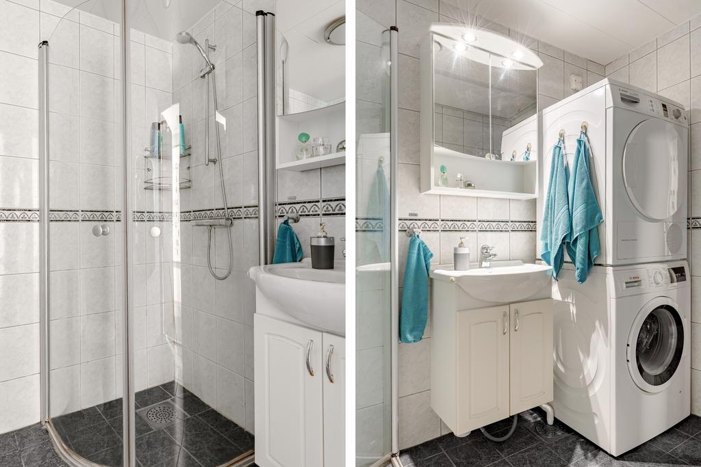 Helkaklat duschrum med tvättavdelning