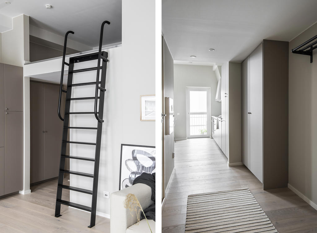 Trappa till loft/hall med garderober