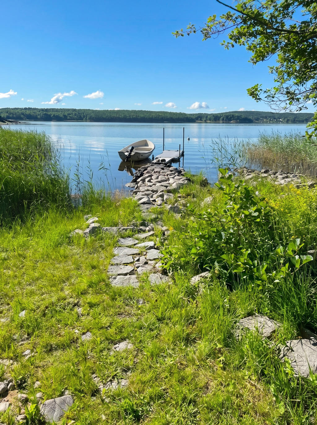 Bad och båtbrygga.