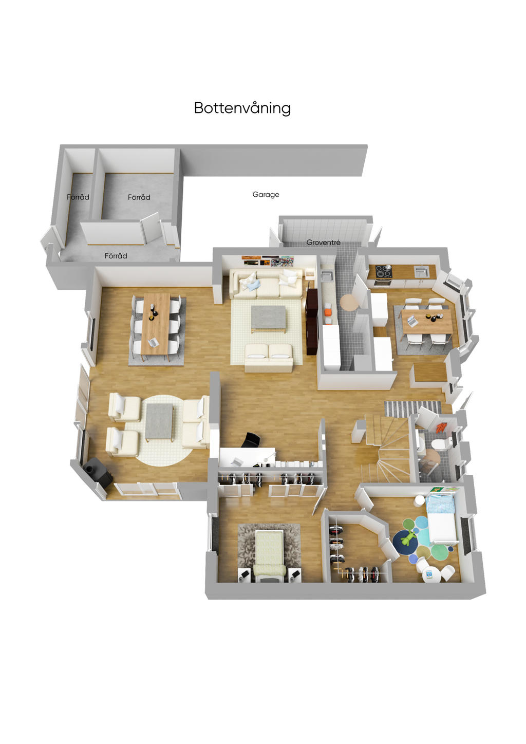 Planlösning bottenvåning 3D